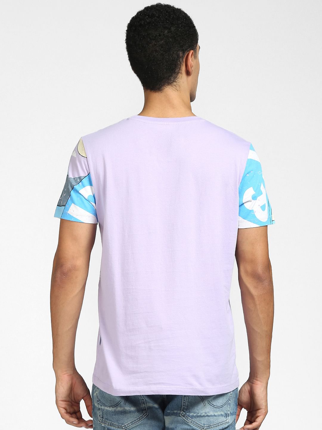 Purple Graphic Print Crew Neck T-shirt