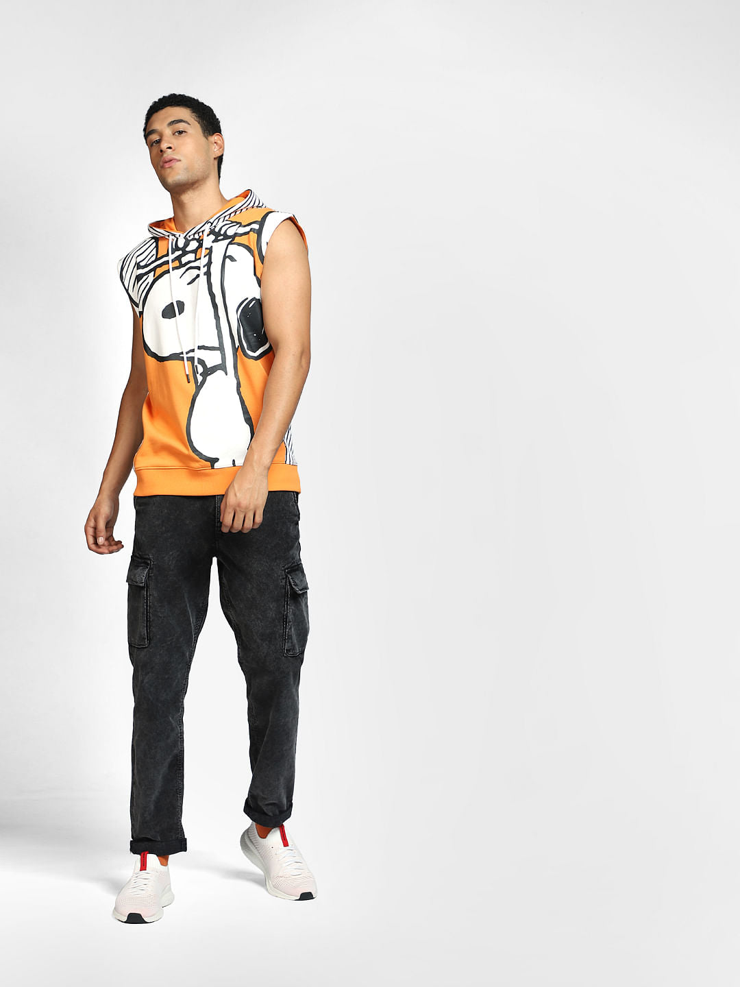 X PEANUTS Sleeveless Graphic Print Hoodie