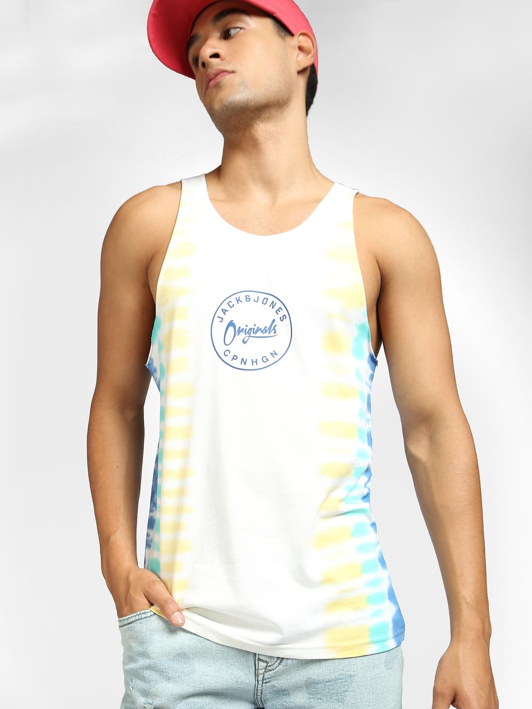 White Tie Dye Sleeveless T-shirt