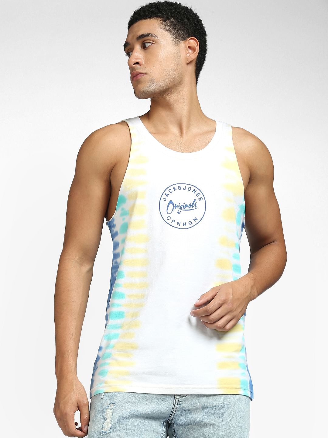 White Tie Dye Sleeveless T-shirt