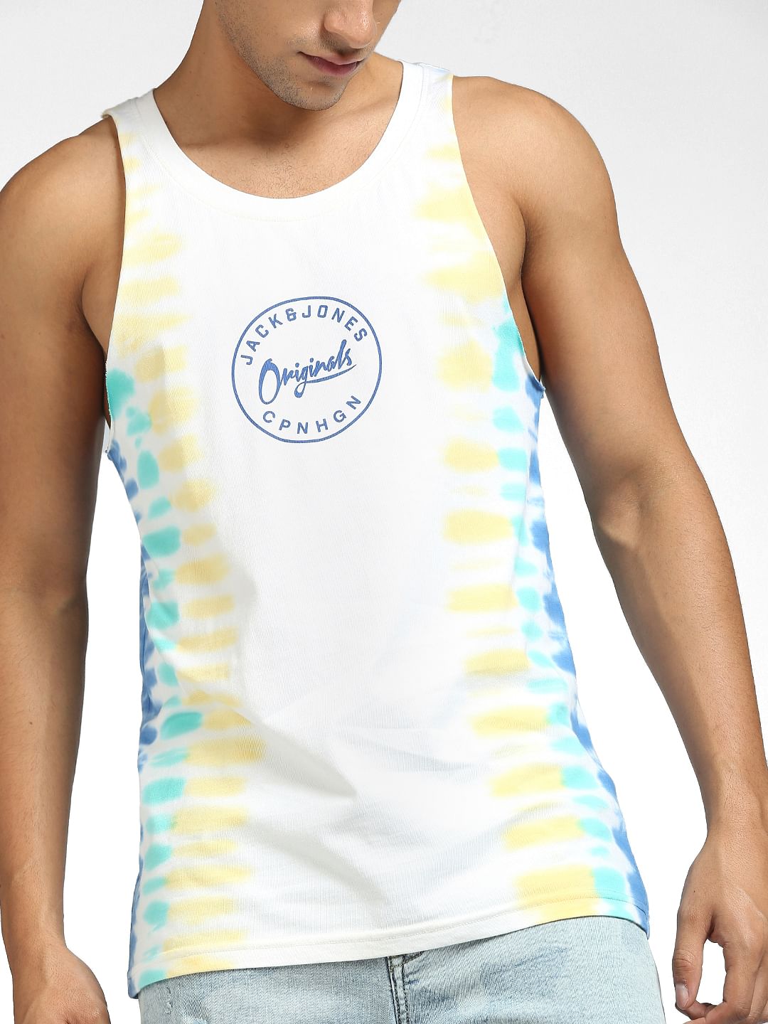 White Tie Dye Sleeveless T-shirt