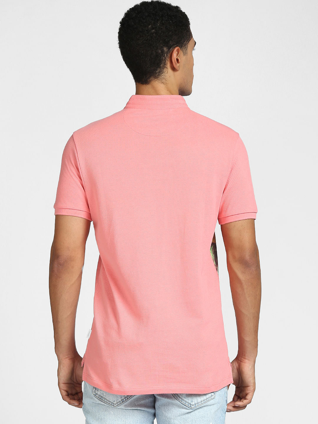 Pink Graphic Print Polo Neck T-shirt