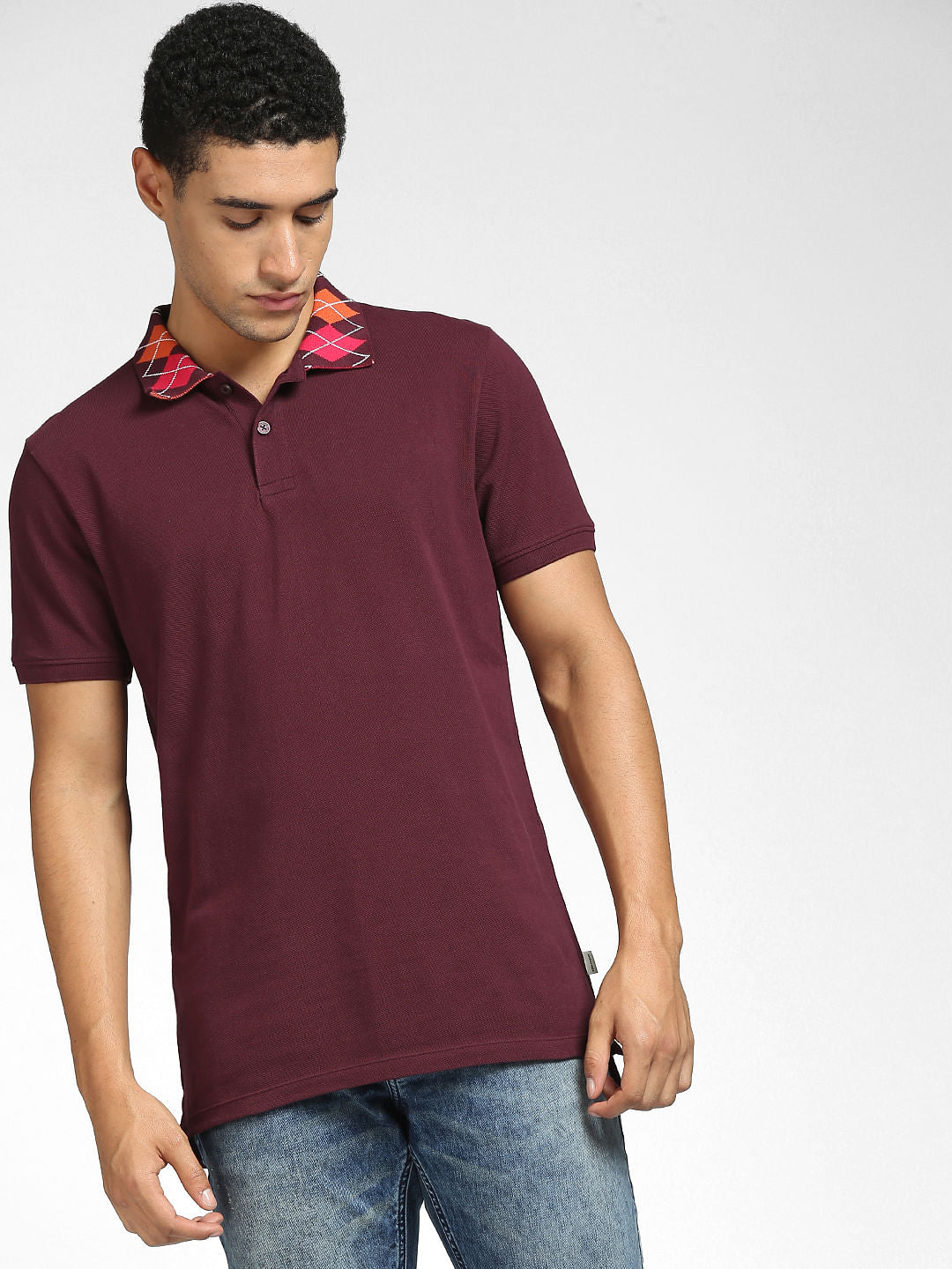 Burgundy Polo Neck T-shirt