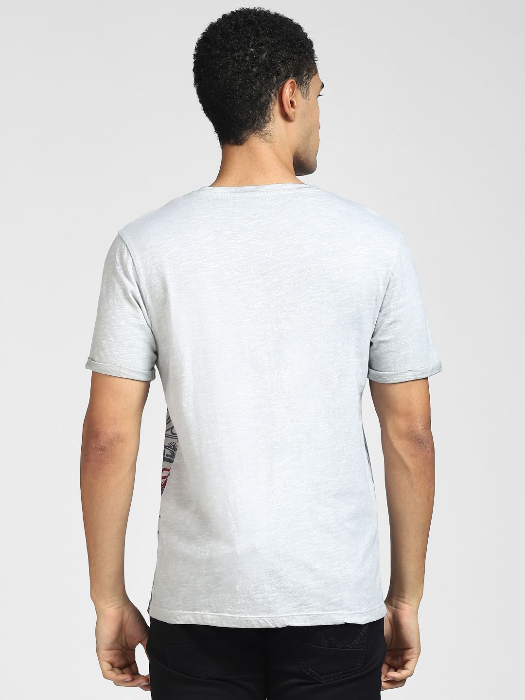 Grey Graphic Print Crew Neck T-shirt