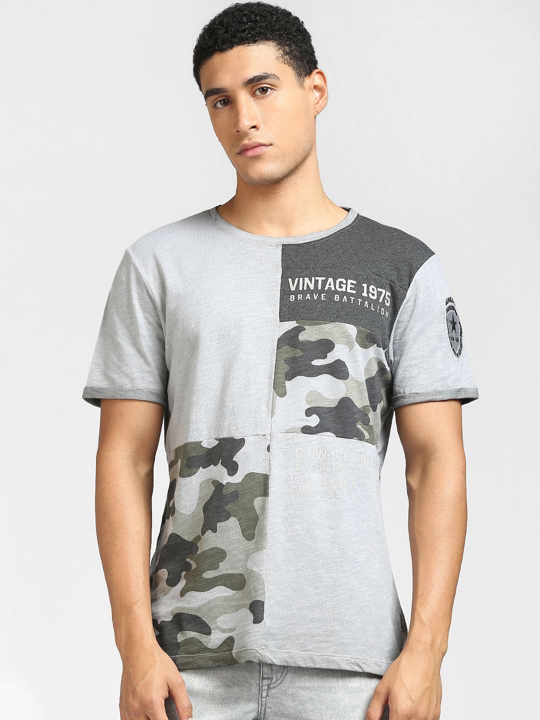 Grey Camo Crew Neck T-shirt