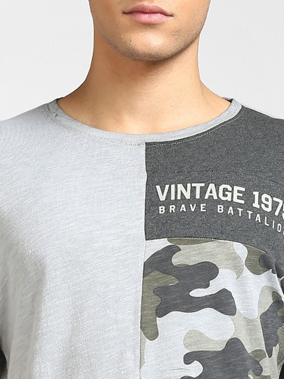 Grey Camo Crew Neck T-shirt