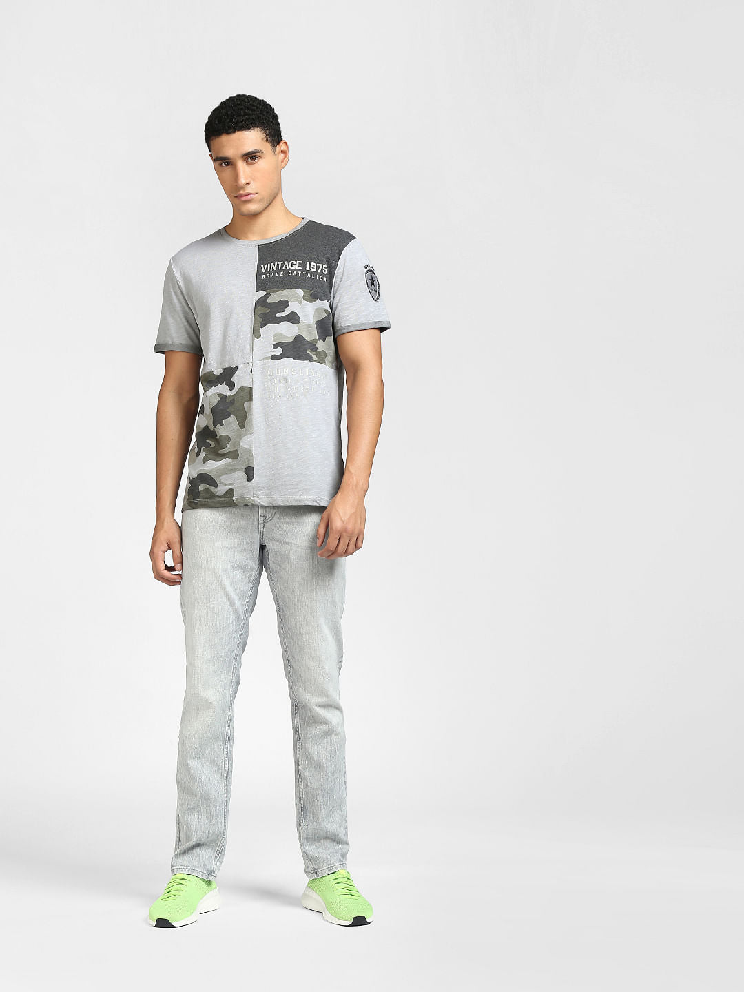 Grey Camo Crew Neck T-shirt