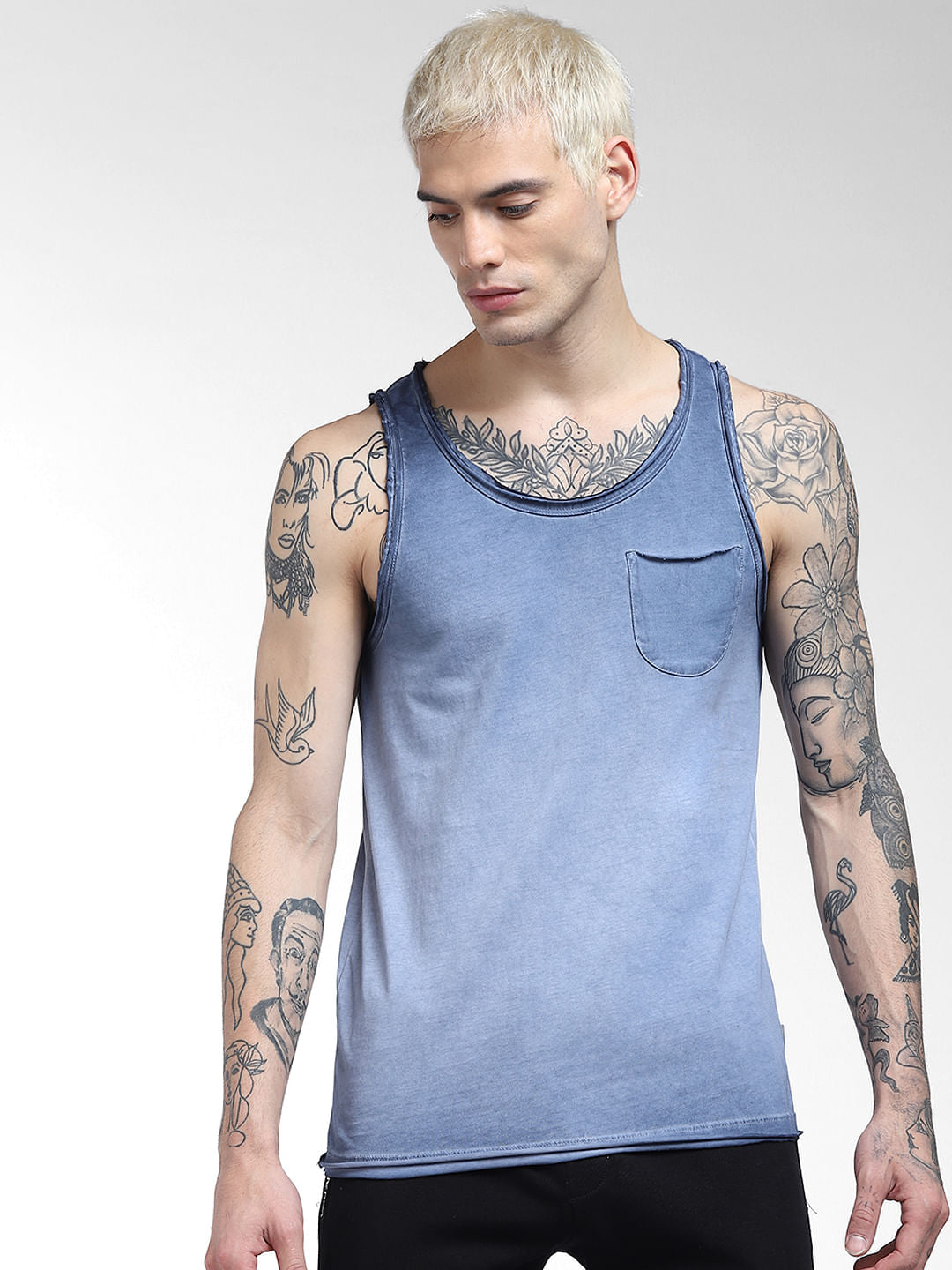 Blue Sleeveless T-shirt