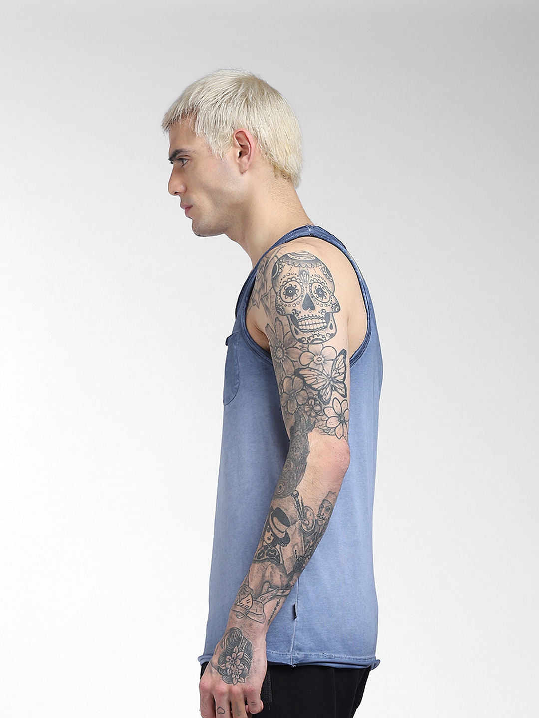 Blue Sleeveless T-shirt