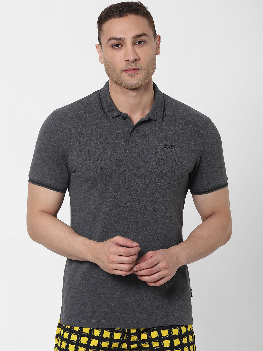 Grey Polo Neck T-shirt
