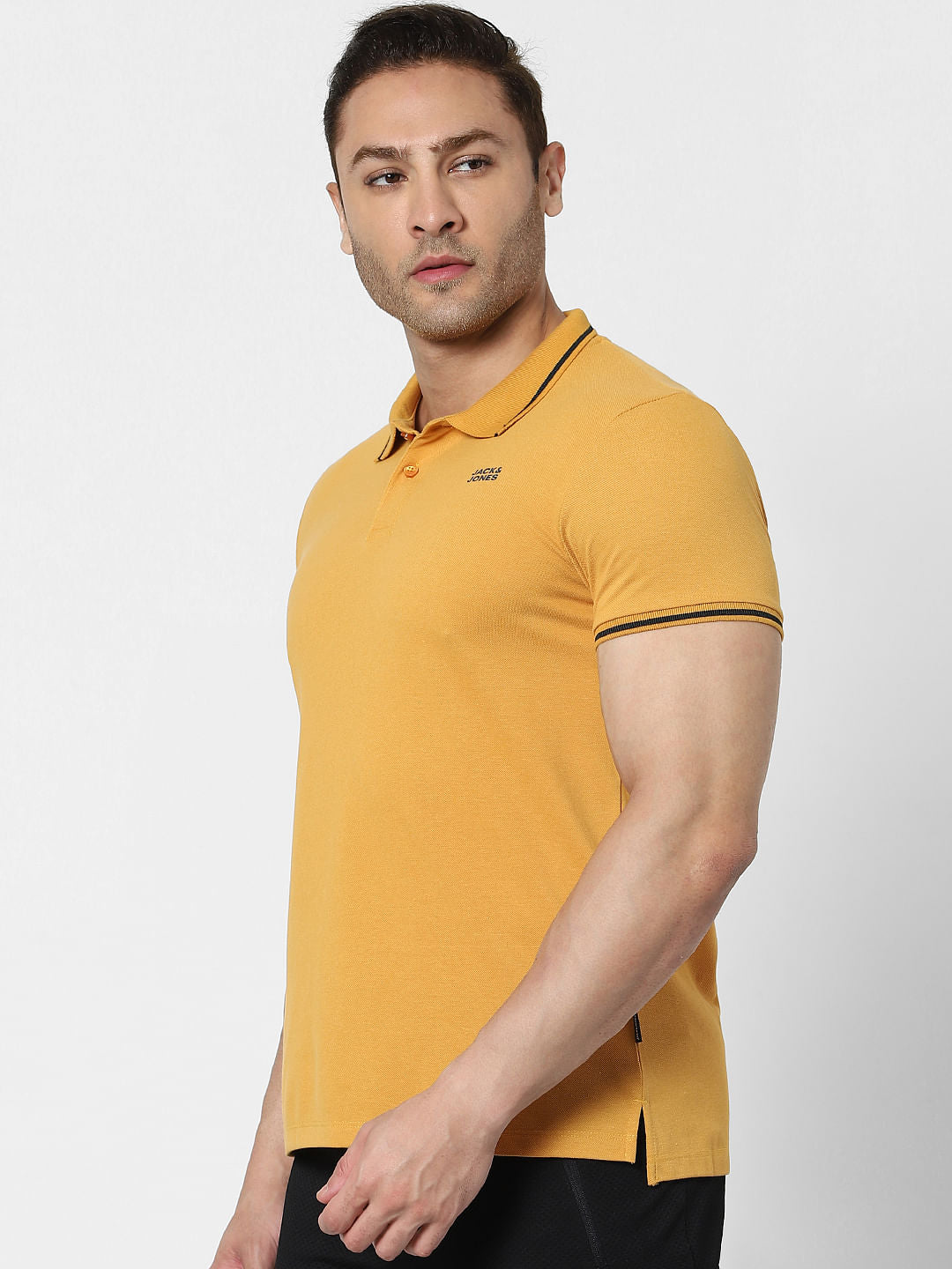 Orange Contrast Tipping Polo Neck T-shirt