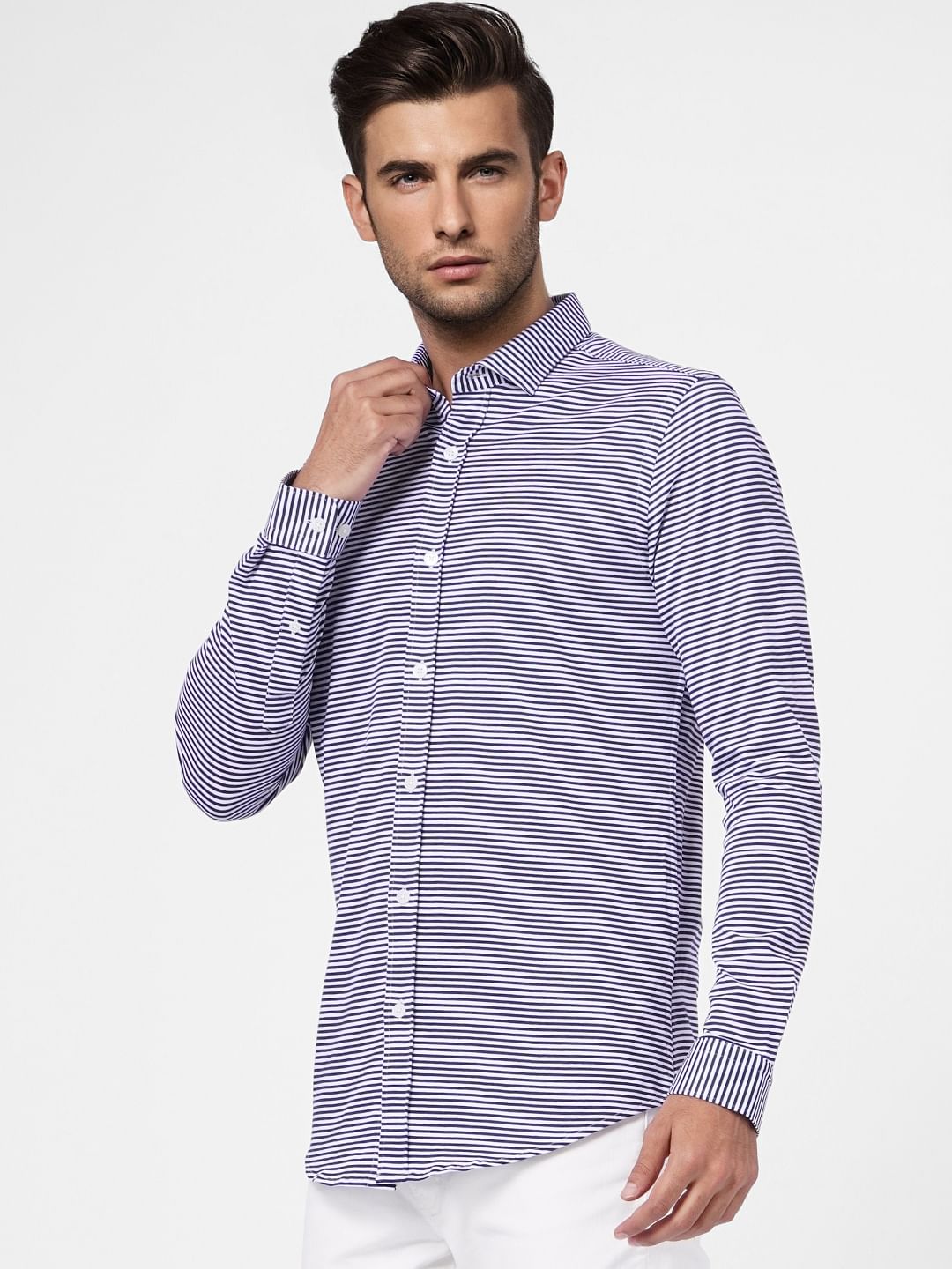 Blue Stiped Full Sleeves Shirt