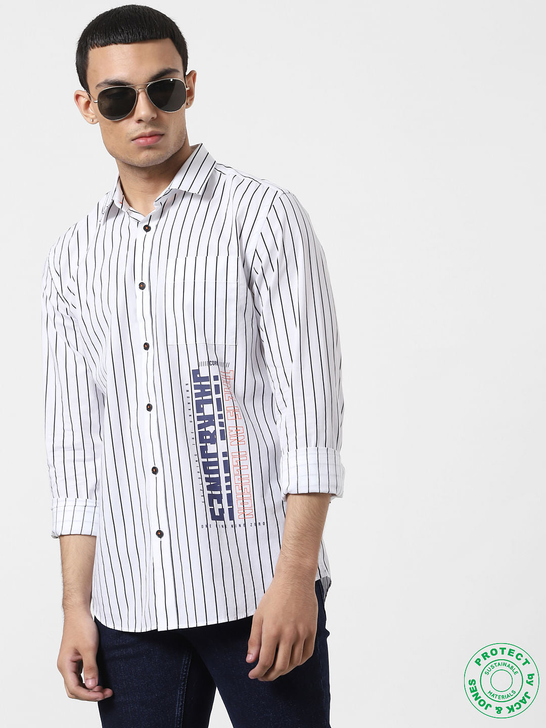 White Striped Full Sleeves Shirt