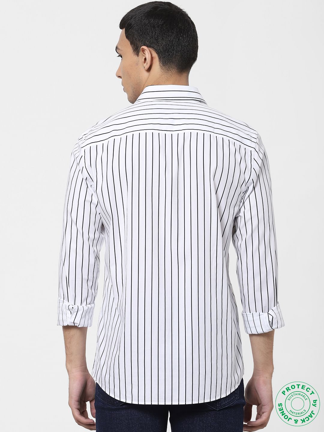 White Striped Full Sleeves Shirt
