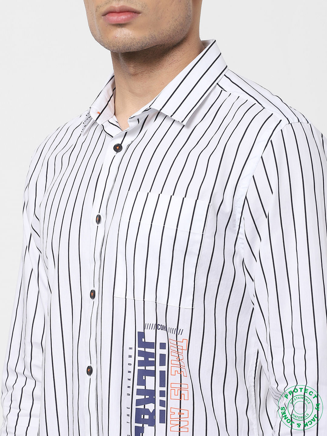 White Striped Full Sleeves Shirt