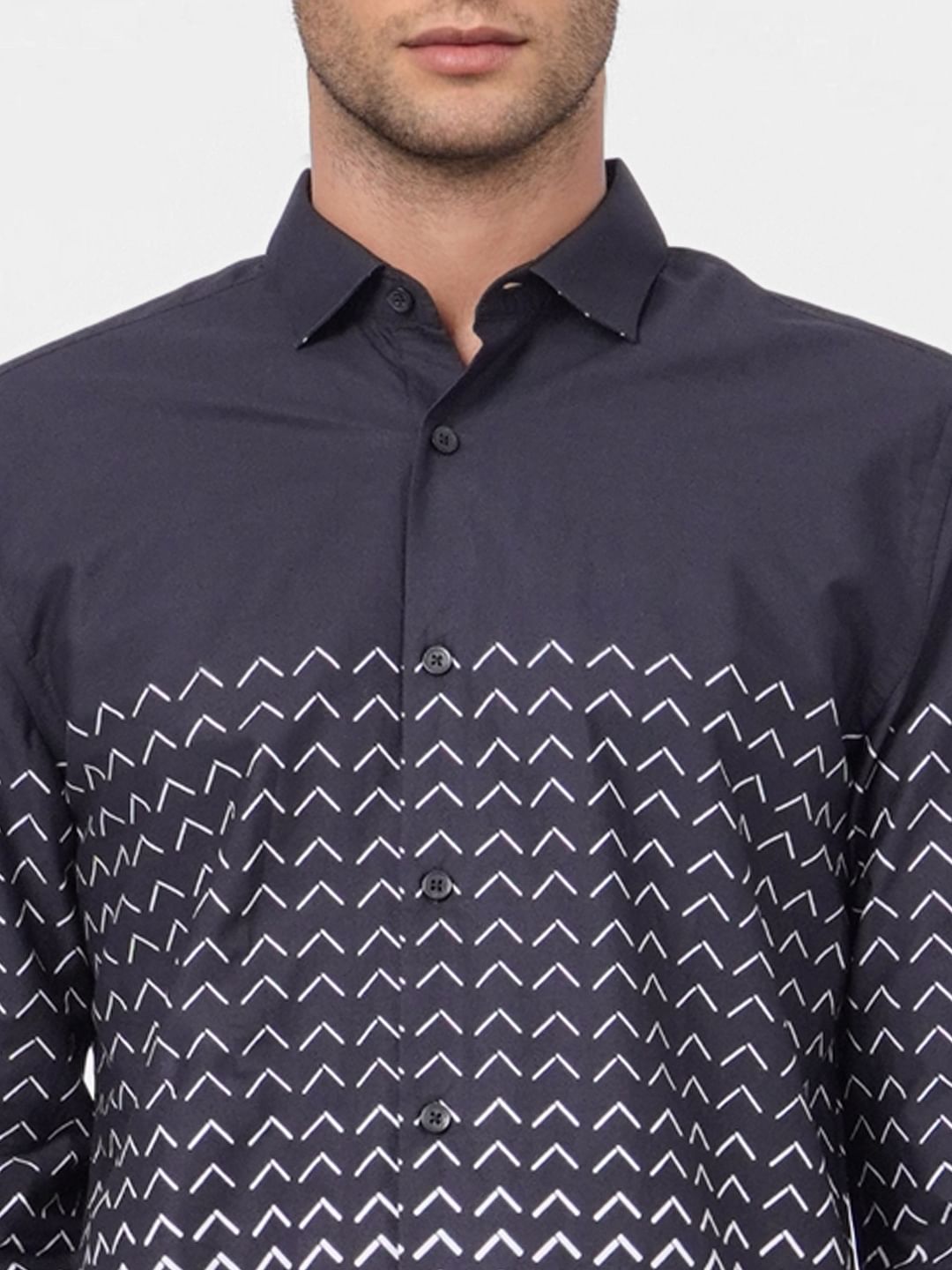 Black Printed Ombre Full Sleeves Shirt