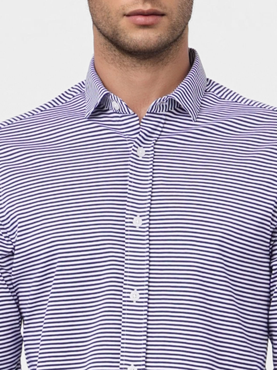 Blue Striped Full Sleeves Shirt