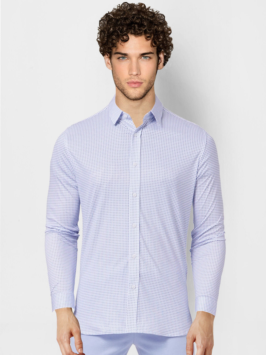 Blue Geometric Print Full Sleeves Shirt