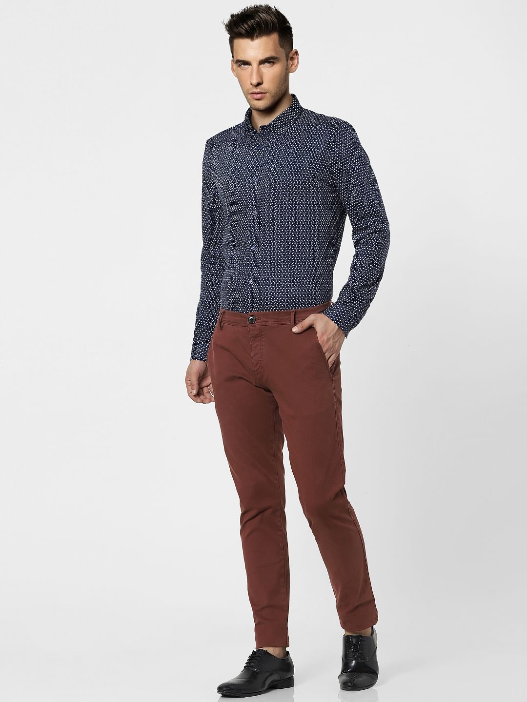 Blue Printed Full Sleeves Shirt