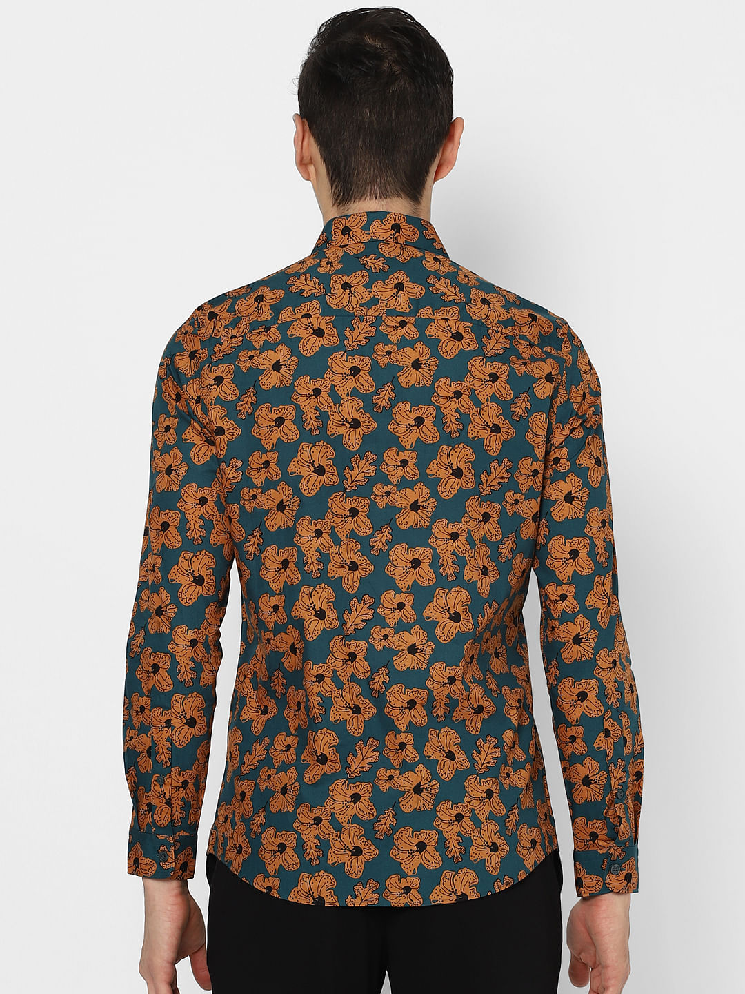 Blue Floral Full Sleeves Shirt