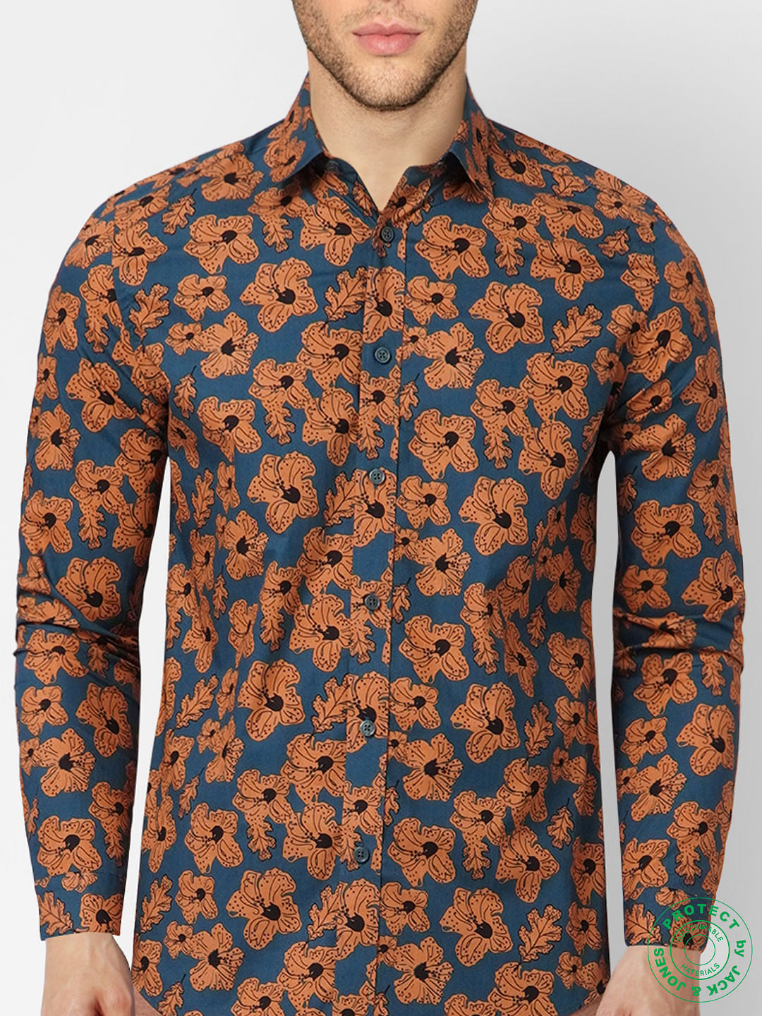Blue Floral Full Sleeves Shirt