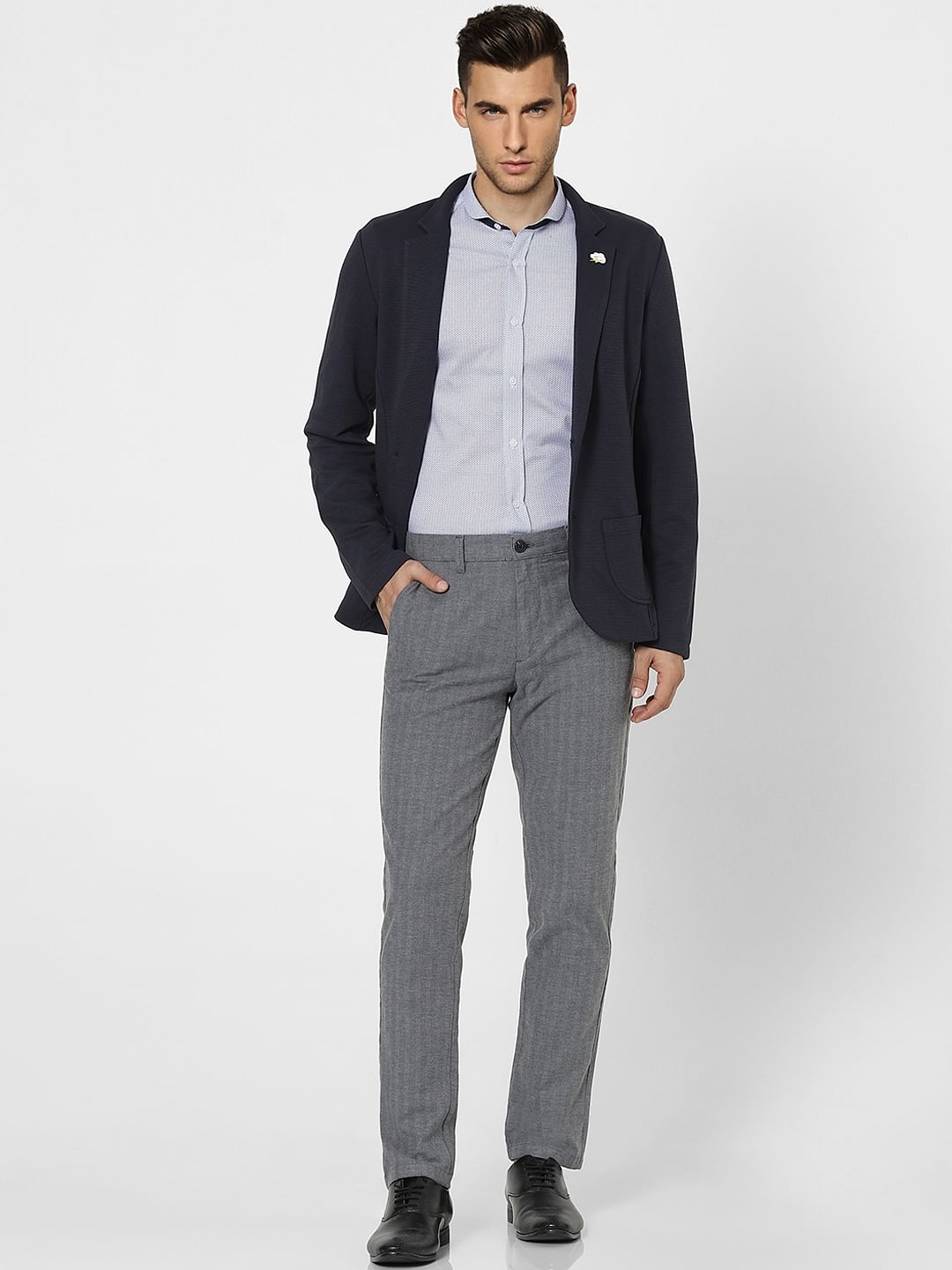 Blue Knit Full Sleeves Jersey Shirt