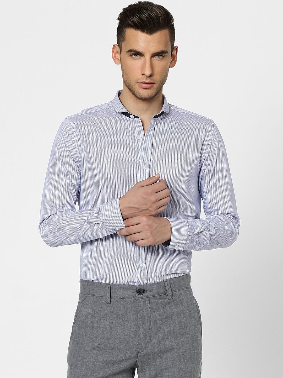 Blue Knit Full Sleeves Jersey Shirt