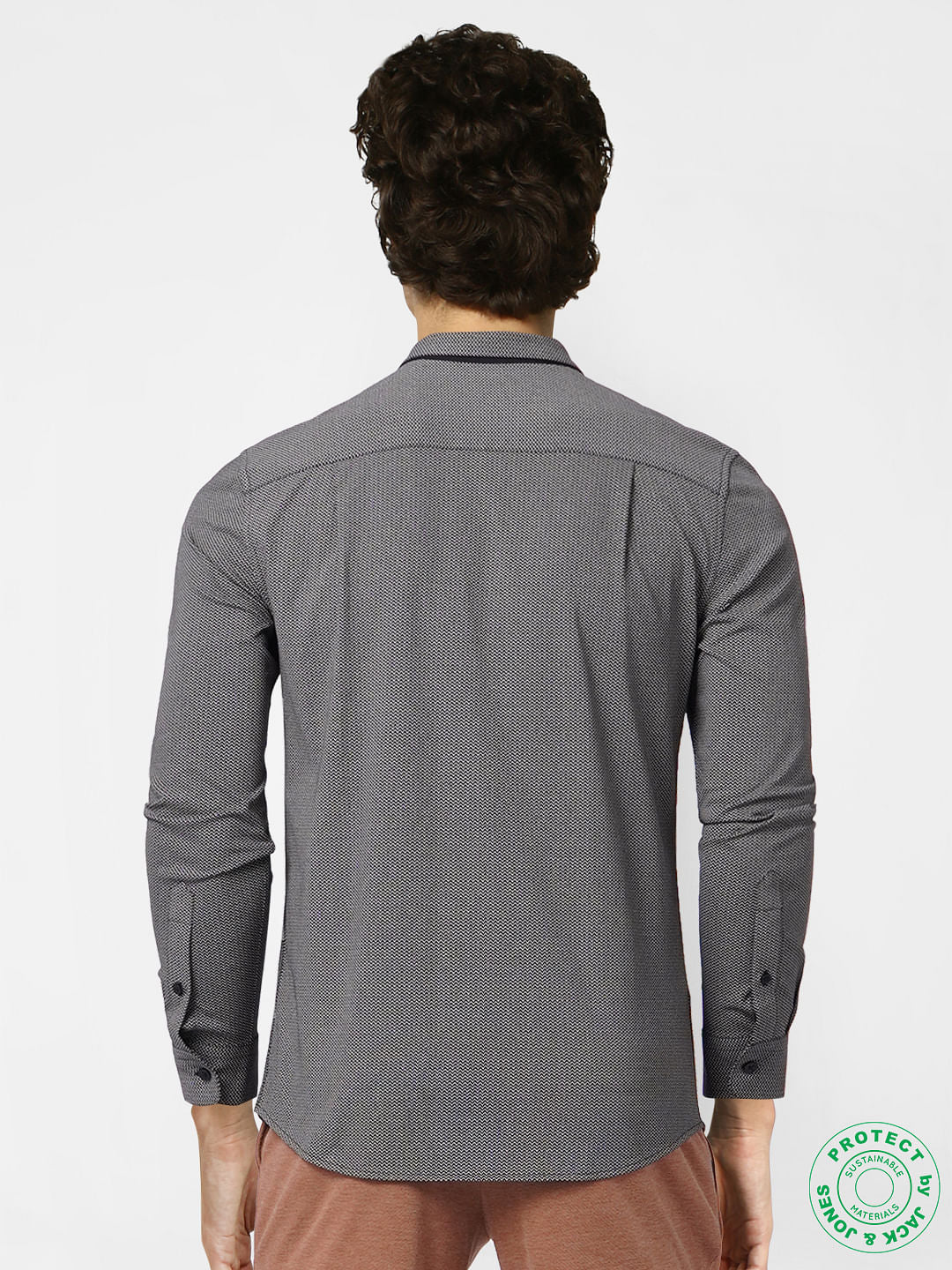 Black Printed Knit Jersey Shirt