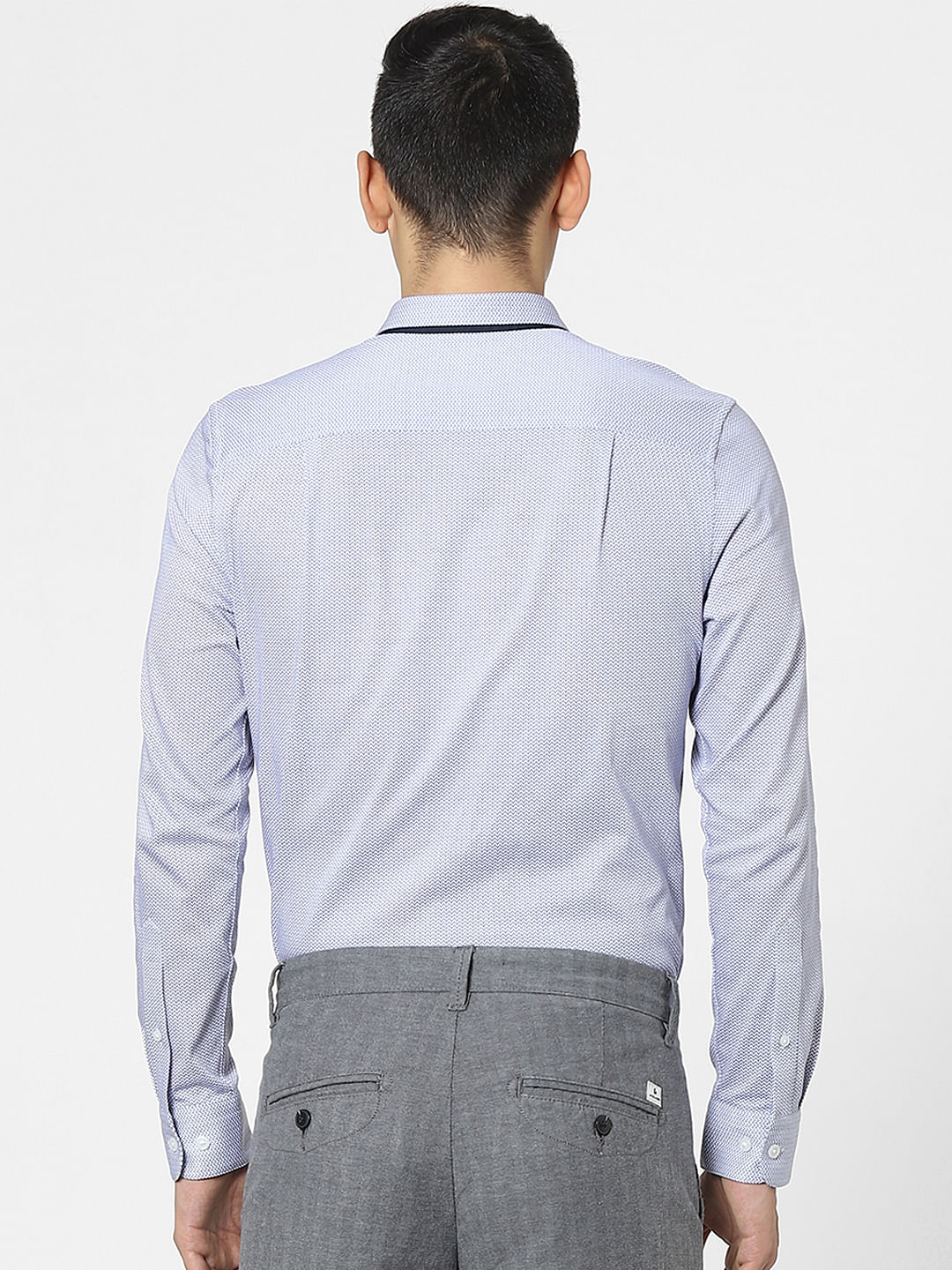 Blue Printed Knit Jersey Shirt