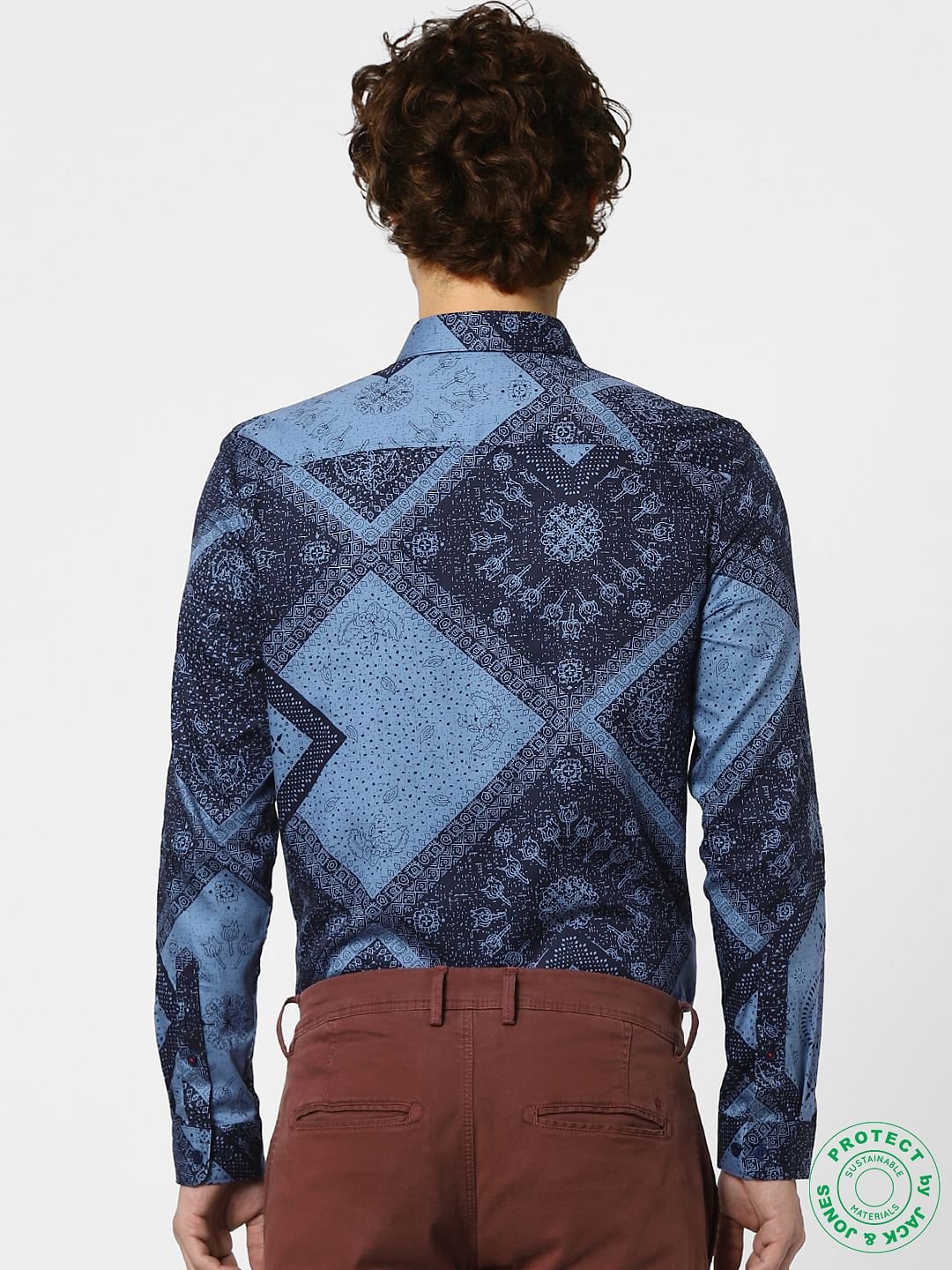 Blue Paisley Print Full Sleeves Shirt