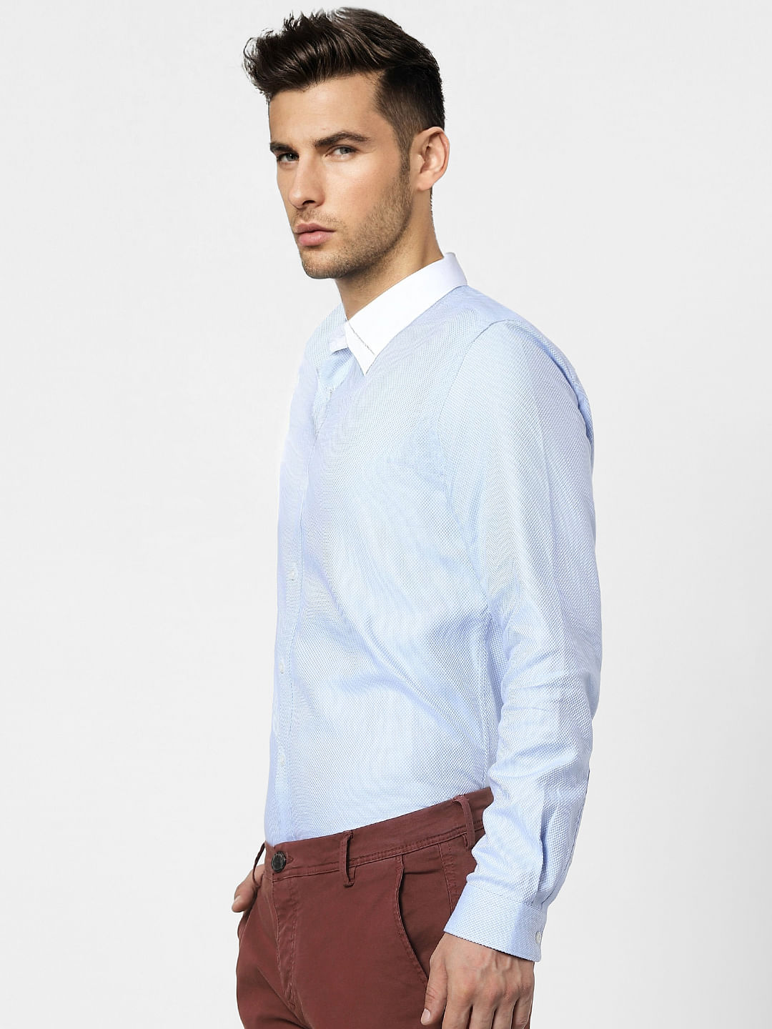 Blue Dobby Full Sleeves Shirt