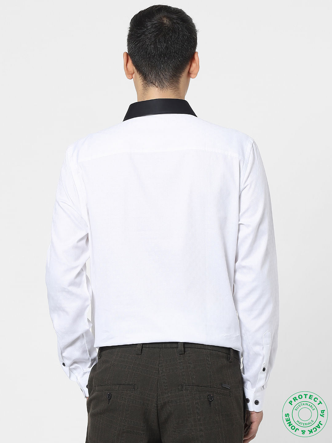 White Dobby Full Sleeves Shirt