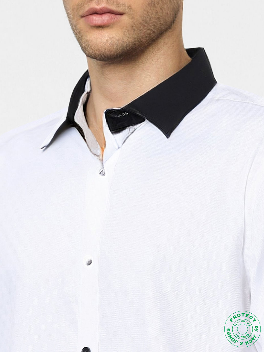 White Dobby Full Sleeves Shirt