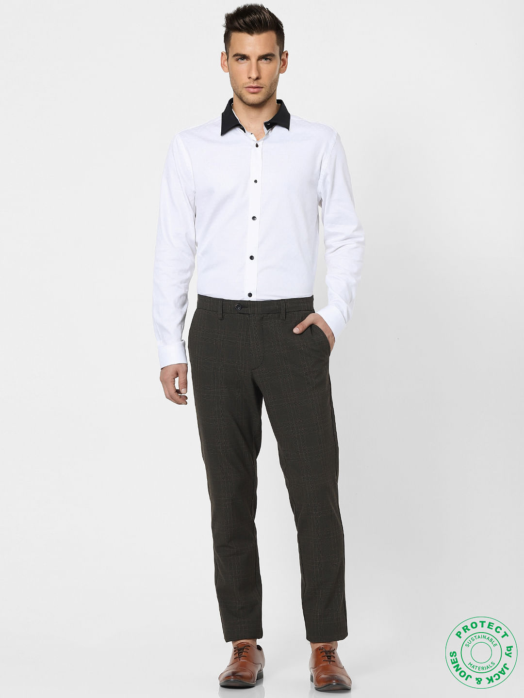 White Dobby Full Sleeves Shirt