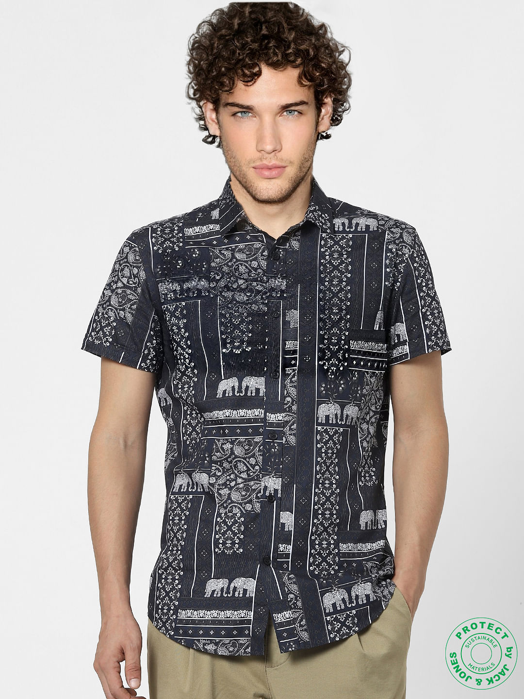 Black Paisley Half Sleeves Shirt