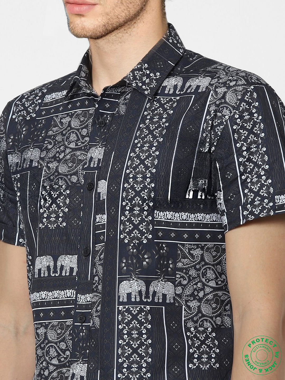Black Paisley Half Sleeves Shirt