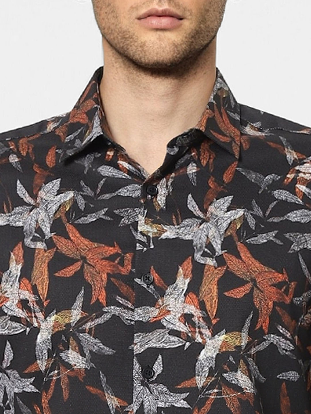 Black Floral Full Sleeves Shirt