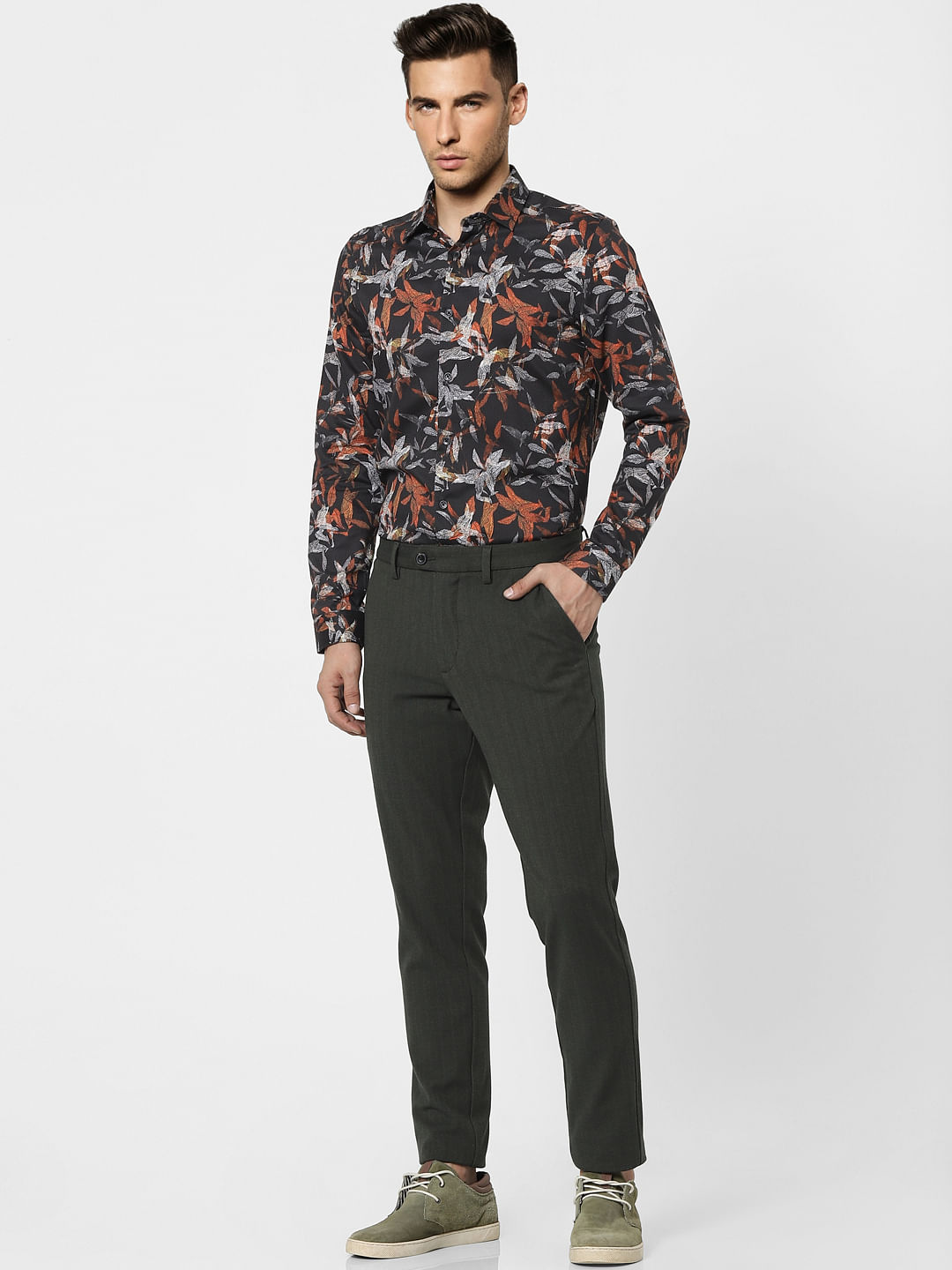 Black Floral Full Sleeves Shirt