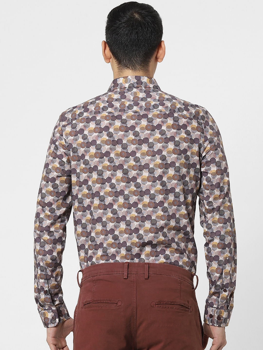 Brown Printed Full Sleeves Shirt