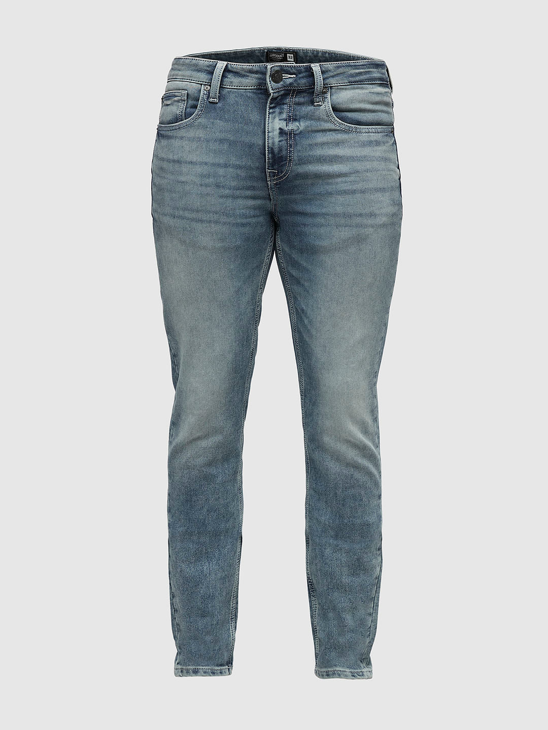 PRODUKT by JACK&JONES Blue Mid Rise Washed Slim Fit Jeans