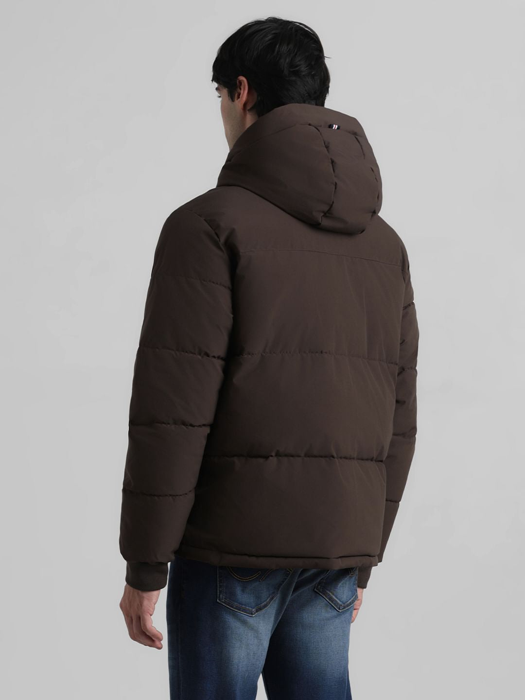 Dark Brown Hooded Puffer Jacket