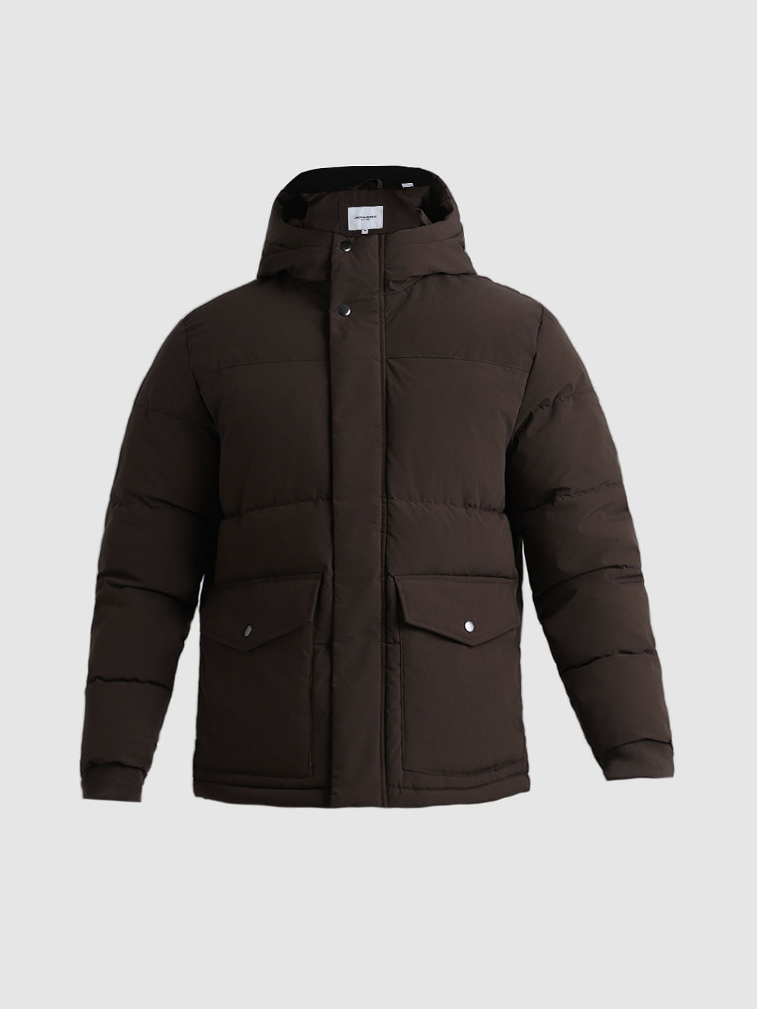 Dark Brown Hooded Puffer Jacket