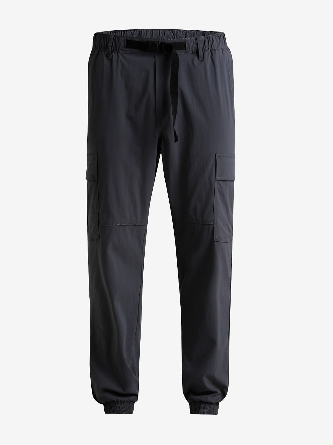 Grey Mid Rise Cargo Pants