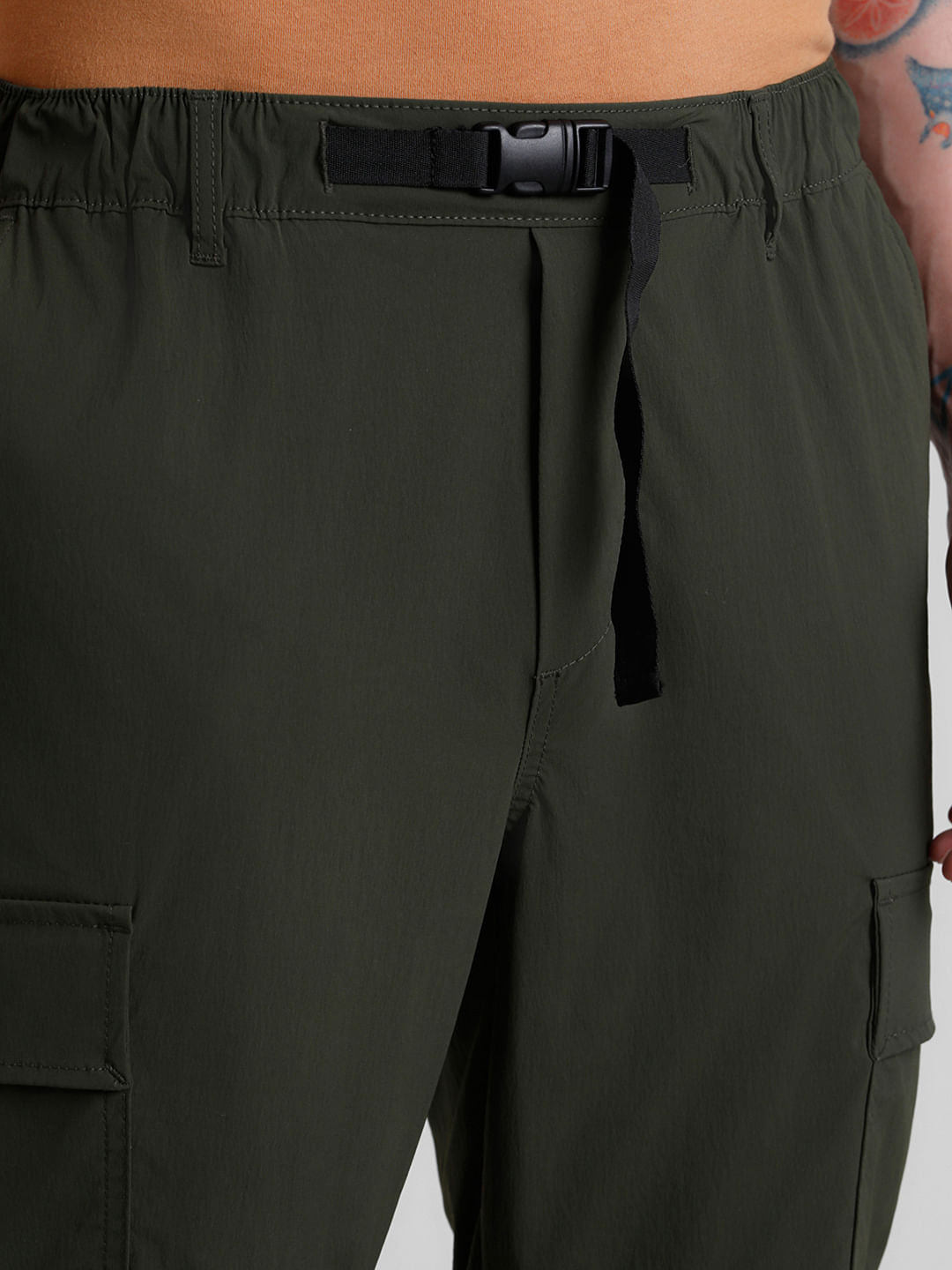 Green Mid Rise Cargo Pants