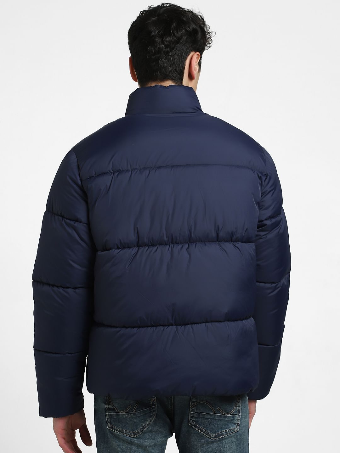 Dark Blue High Neck Puffer Jacket