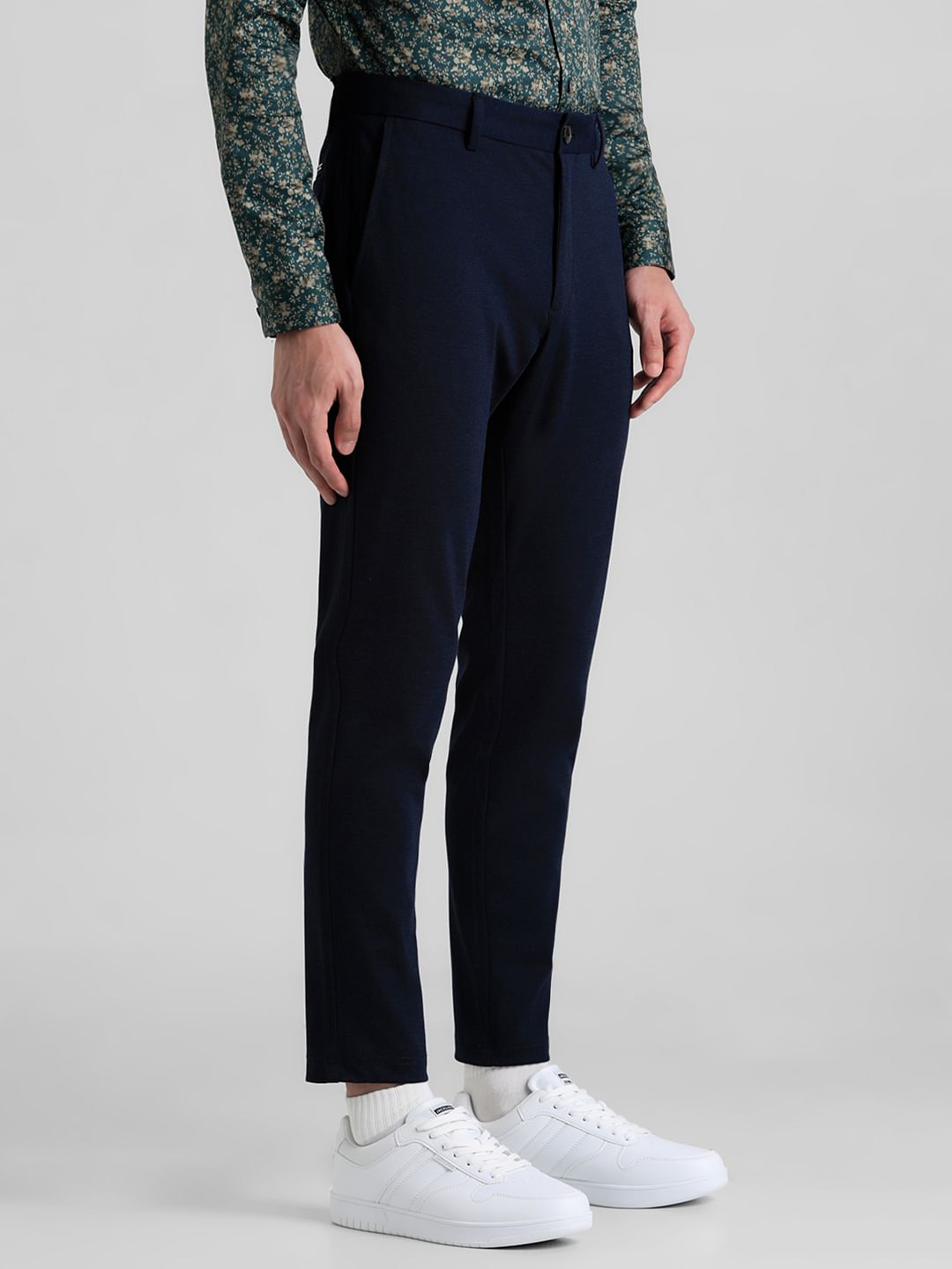 Dark Blue Mid Rise Slim Fit Chinos