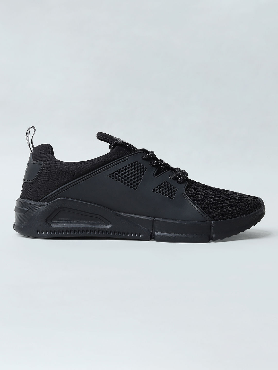 Black Knit Lace-Up Sneakers