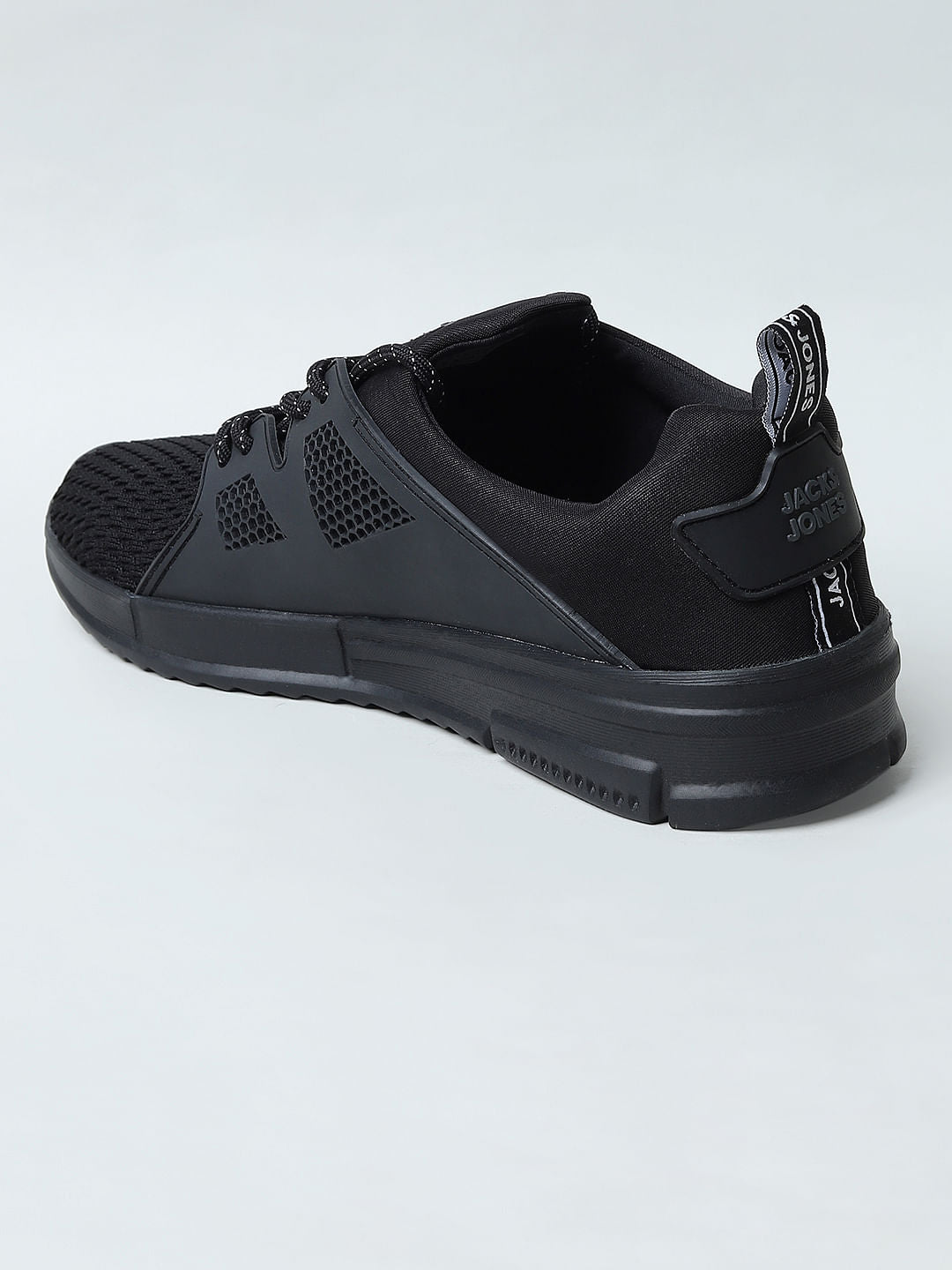 Black Knit Lace-Up Sneakers