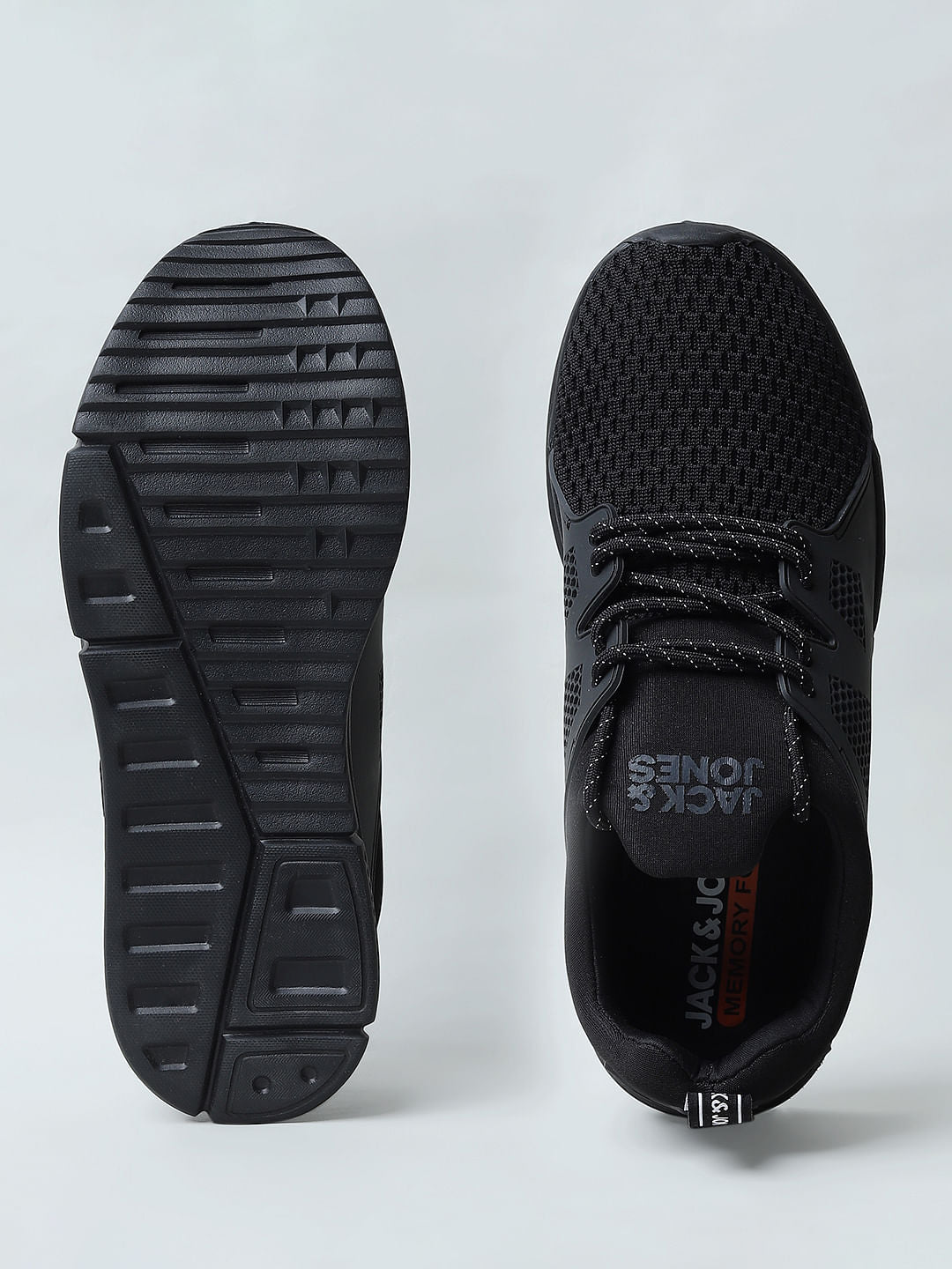 Black Knit Lace-Up Sneakers