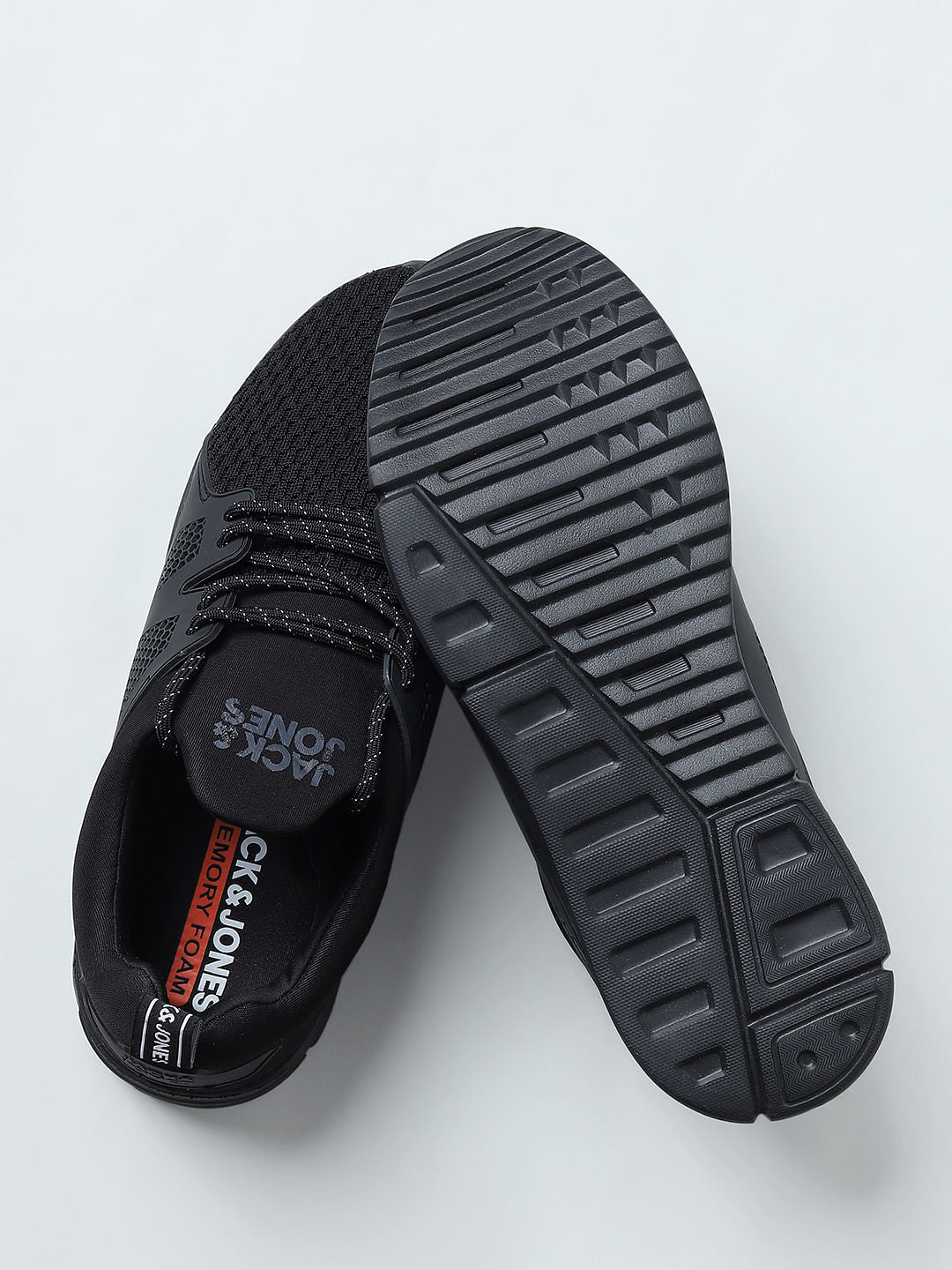 Black Knit Lace-Up Sneakers
